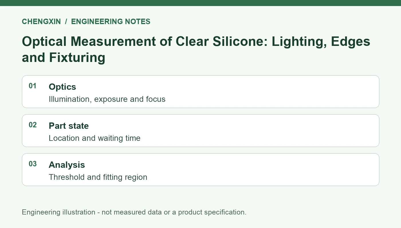 Optical Measurement of Clear Silicone: Lighting, Edges and Fixturing - engineering review overview