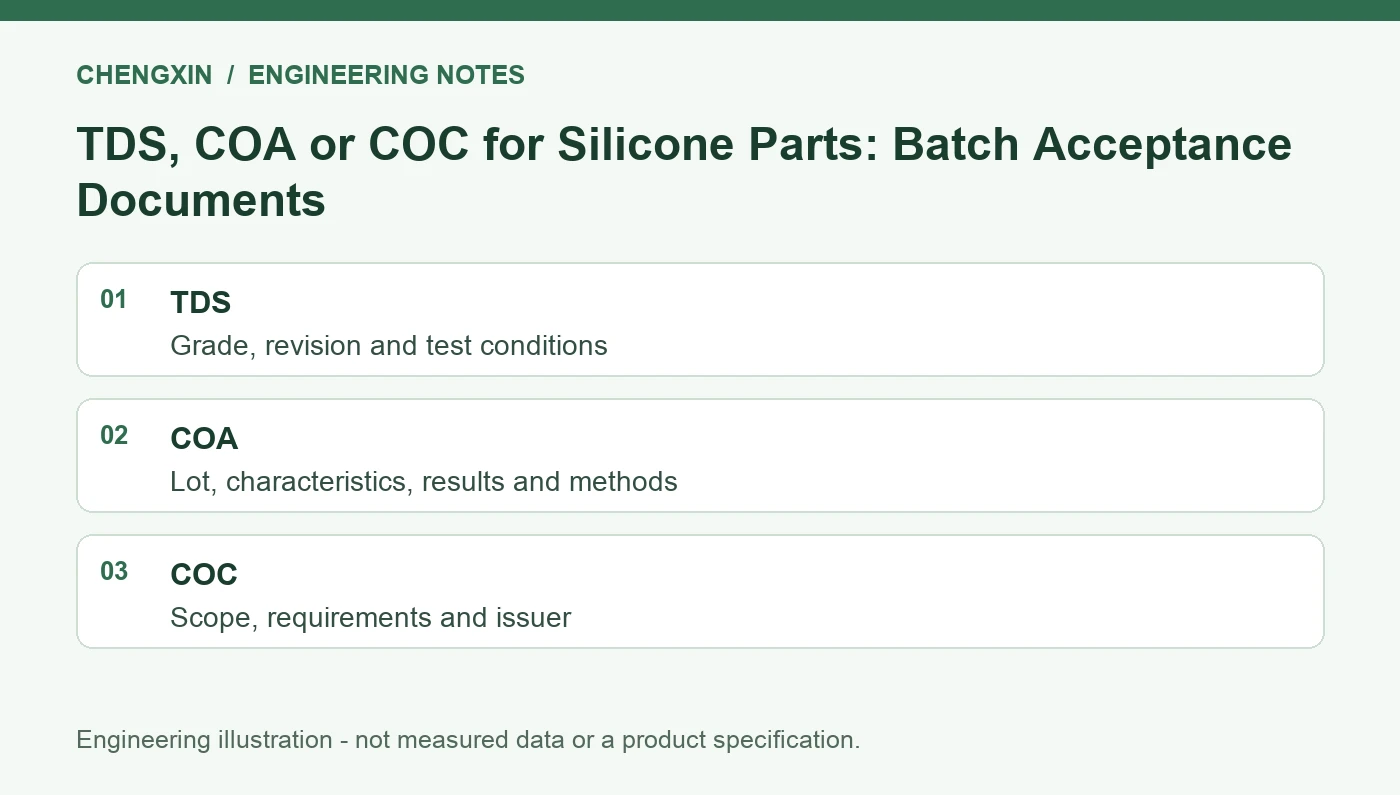 TDS, COA or COC for Silicone Parts: Batch Acceptance Documents - engineering review overview