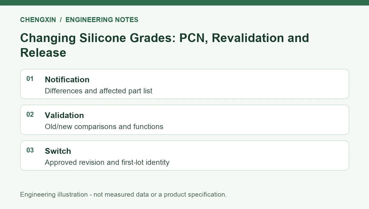 Changing Silicone Grades: PCN, Revalidation and Release - engineering review overview