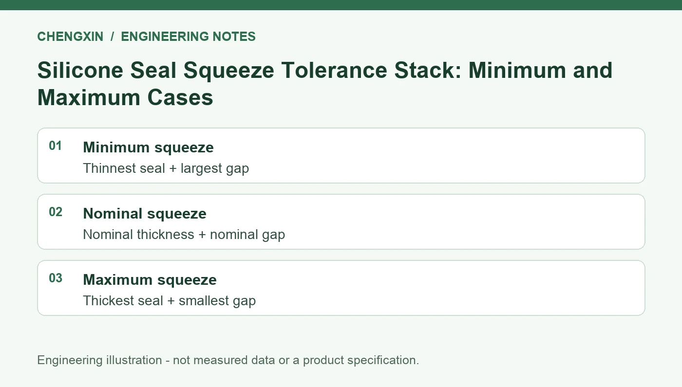 Silicone Seal Squeeze Tolerance Stack: Minimum and Maximum Cases - engineering review overview