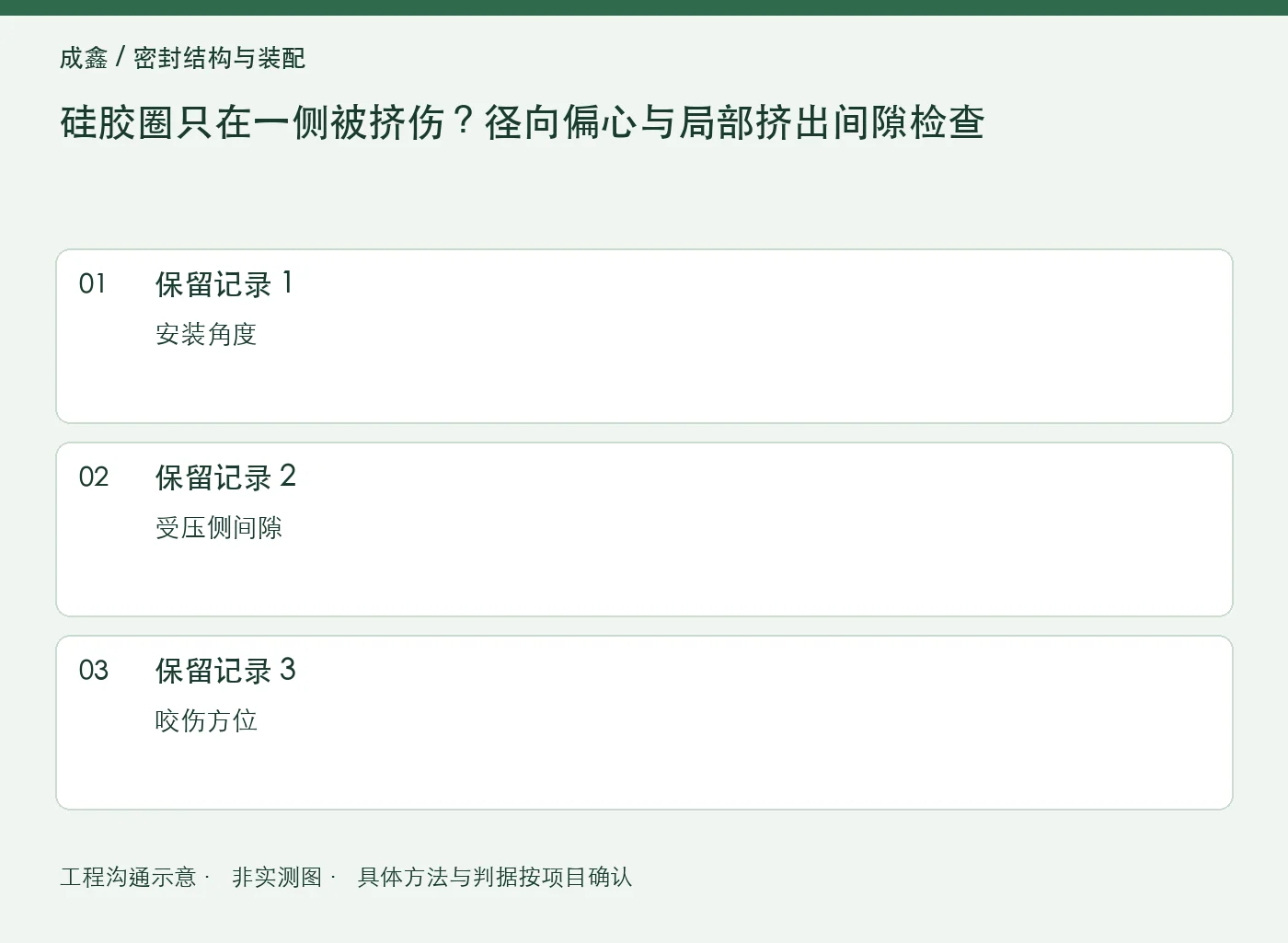 硅胶圈只在一侧被挤伤?径向偏心与局部挤出间隙检查:三项记录清单