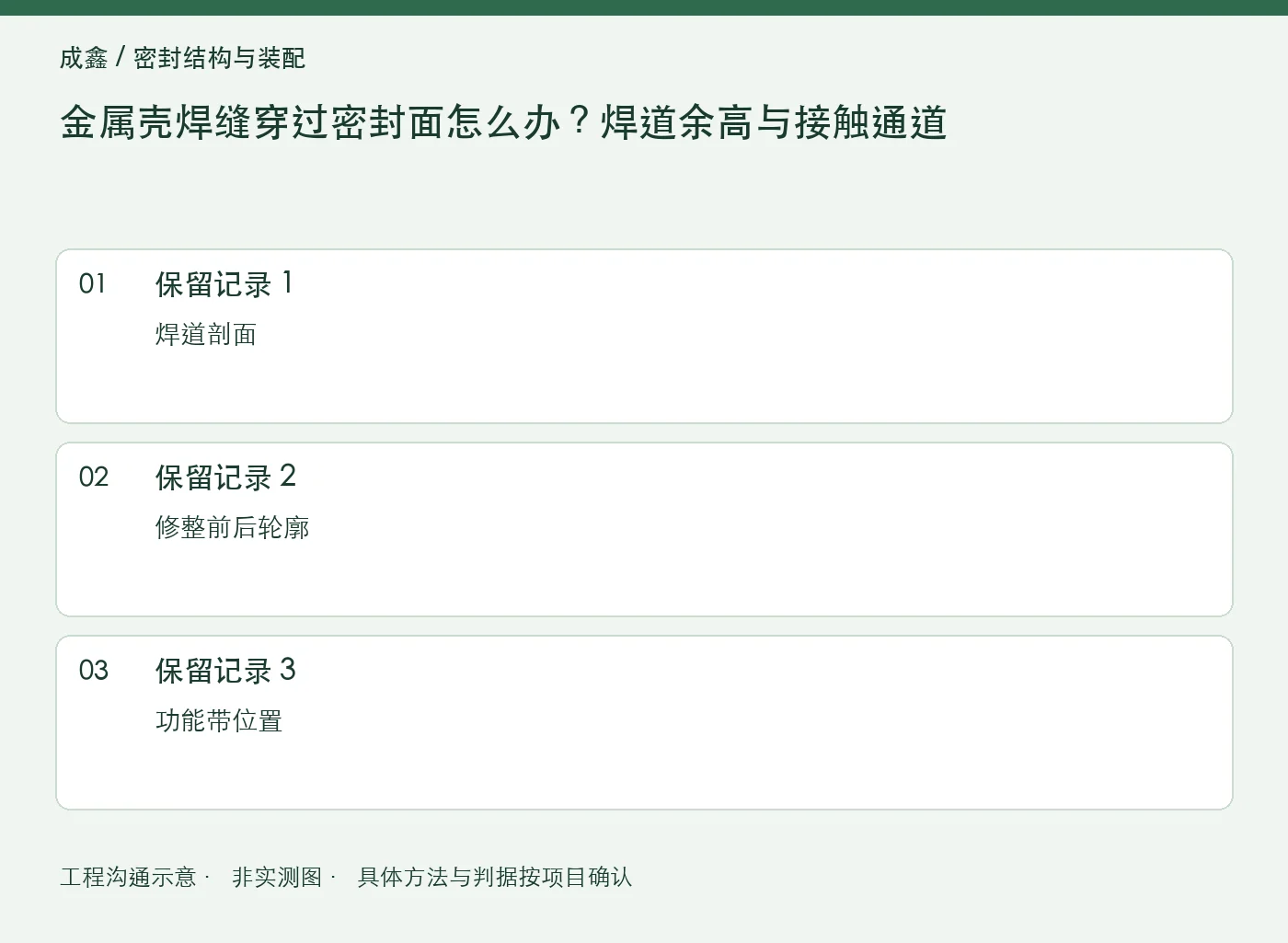 金属壳焊缝穿过密封面怎么办?焊道余高与接触通道:三项记录清单