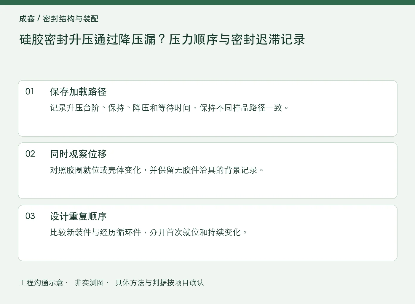硅胶密封升压通过降压漏？压力顺序与密封迟滞记录：工程核对示意