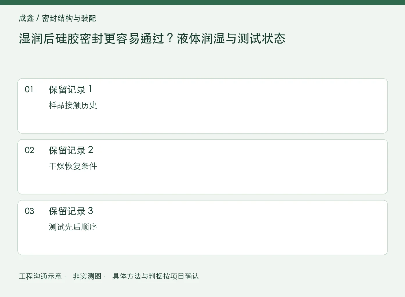 湿润后硅胶密封更容易通过?液体润湿与测试状态:三项记录清单
