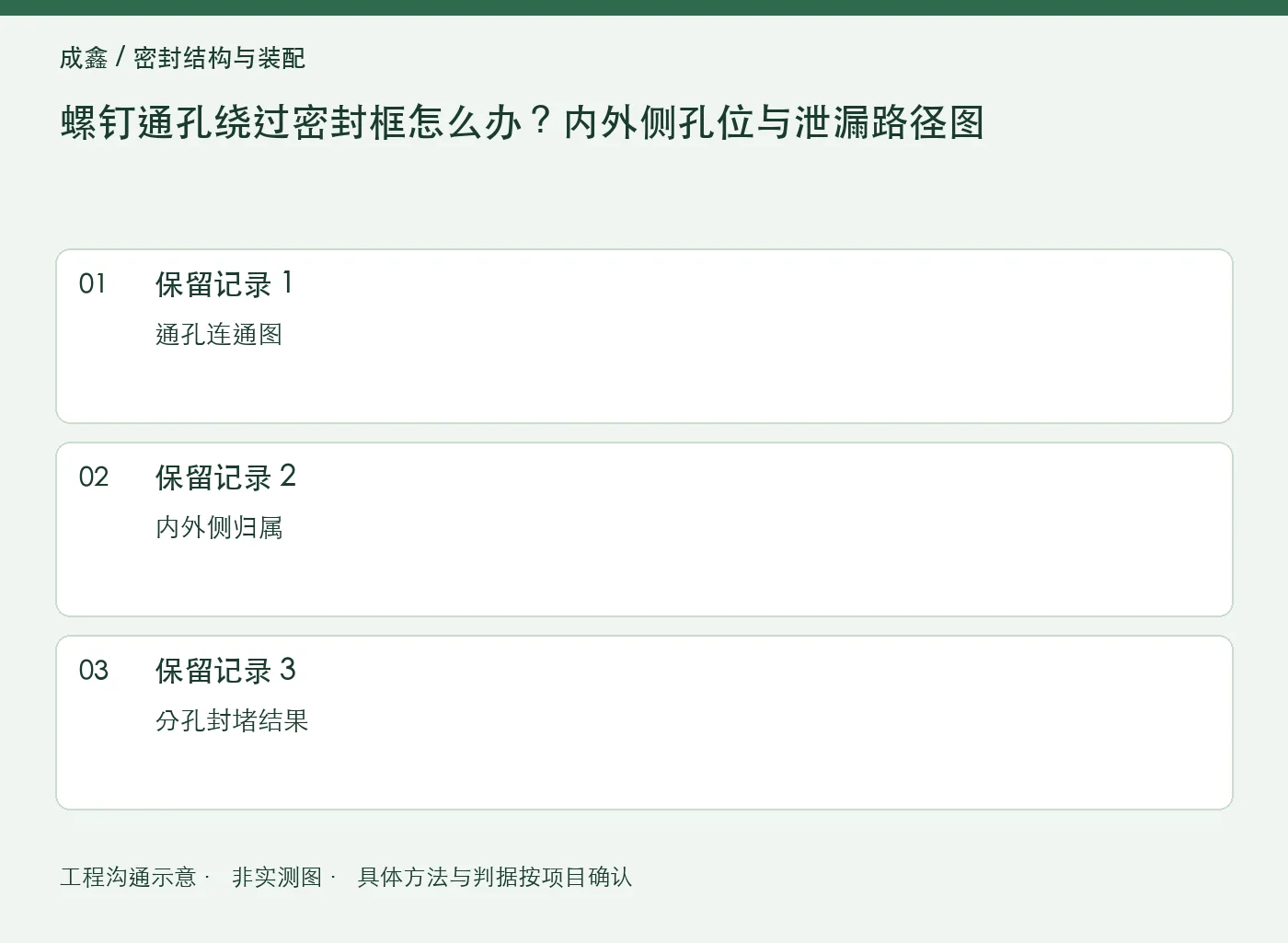螺钉通孔绕过密封框怎么办?内外侧孔位与泄漏路径图:三项记录清单