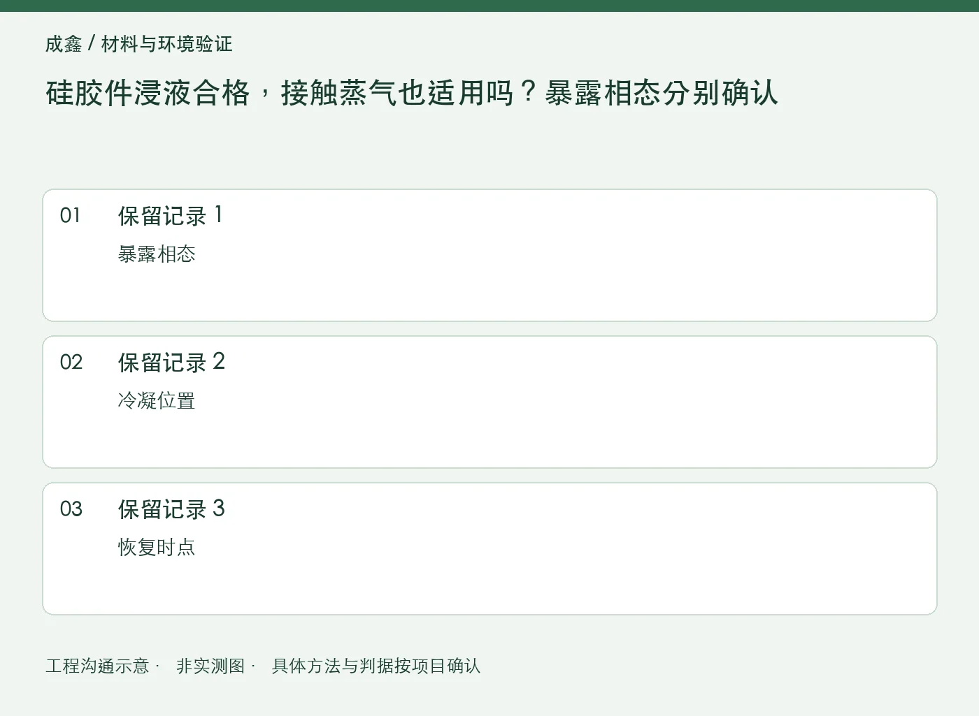 硅胶件浸液合格，接触蒸气也适用吗？暴露相态分别确认：三项记录清单