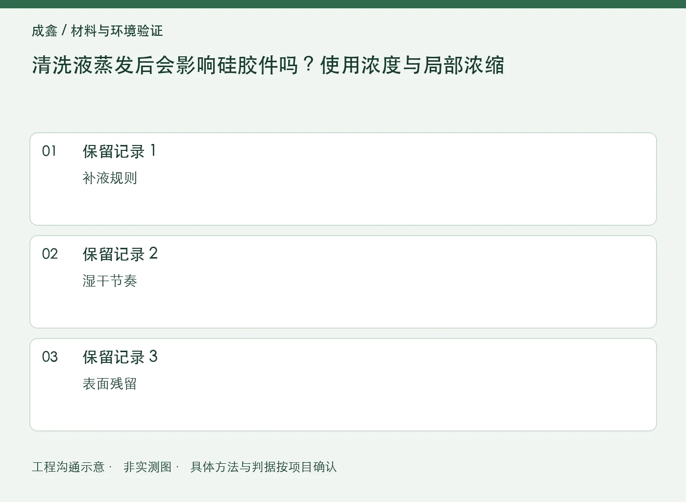 清洗液蒸发后会影响硅胶件吗?使用浓度与局部浓缩:三项记录清单