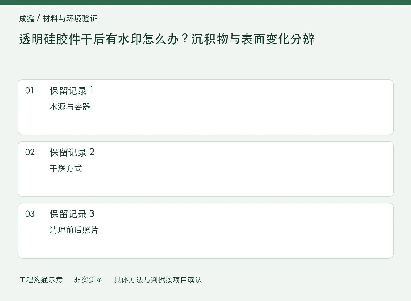 透明硅胶件干后有水印怎么办?沉积物与表面变化分辨:三项记录清单