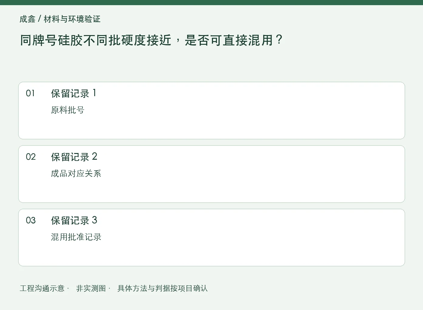 同牌号硅胶不同批硬度接近,是否可直接混用?:三项记录清单