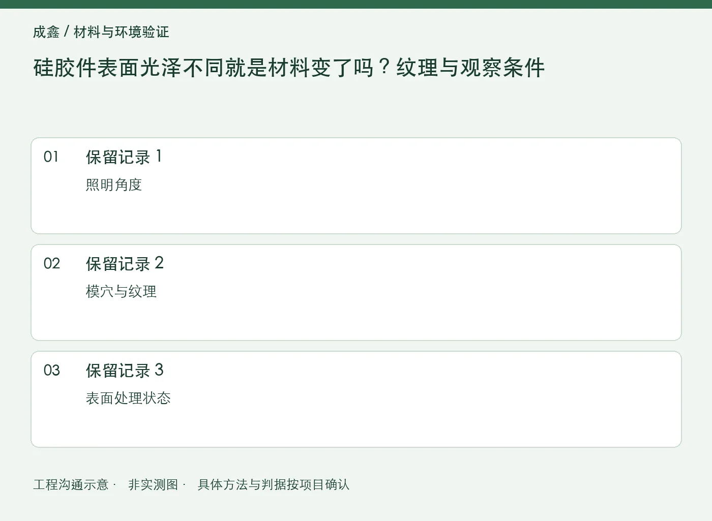 硅胶件表面光泽不同就是材料变了吗?纹理与观察条件:三项记录清单