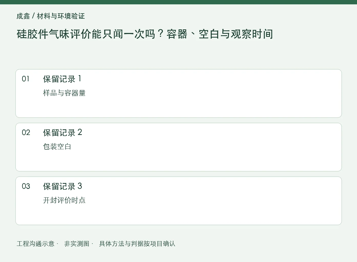 硅胶件气味评价能只闻一次吗?容器、空白与观察时间:三项记录清单