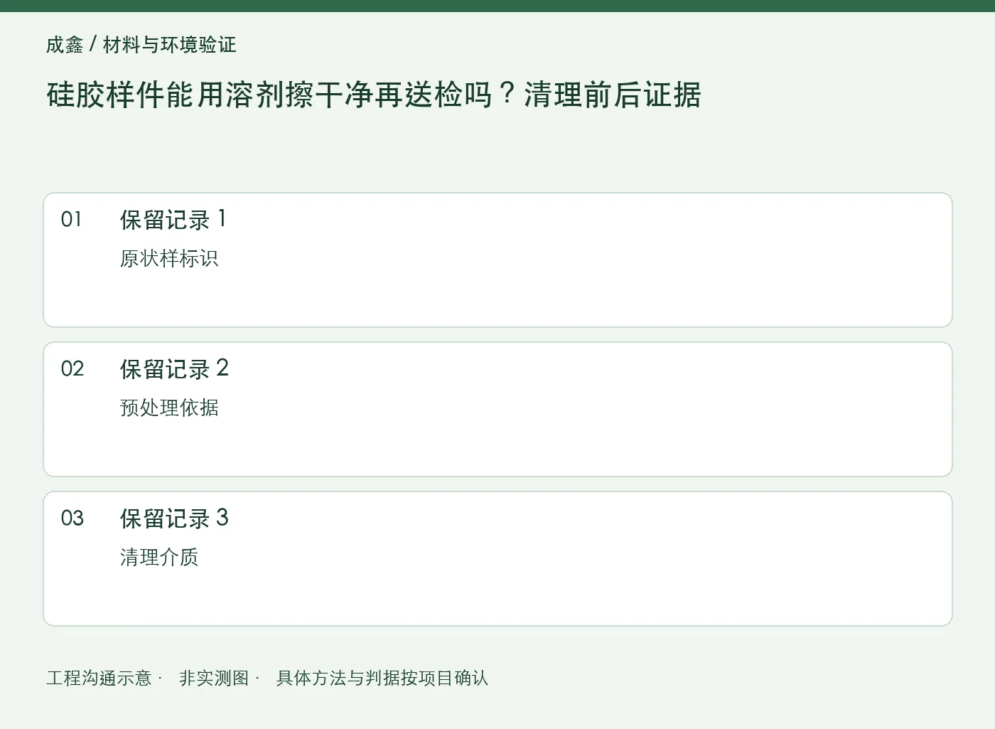 硅胶样件能用溶剂擦干净再送检吗?清理前后证据:三项记录清单