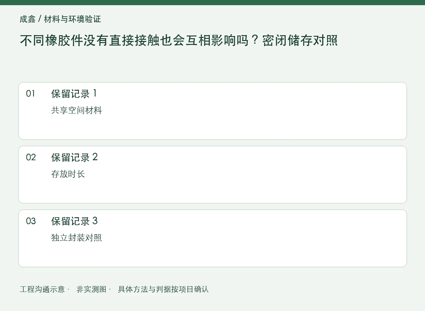 不同橡胶件没有直接接触也会互相影响吗?密闭储存对照:三项记录清单