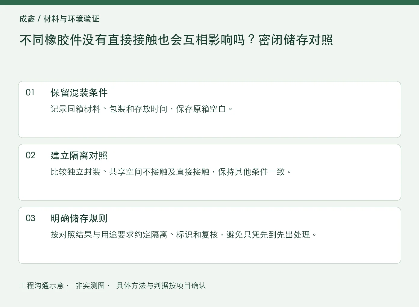 不同橡胶件没有直接接触也会互相影响吗？密闭储存对照：工程核对示意
