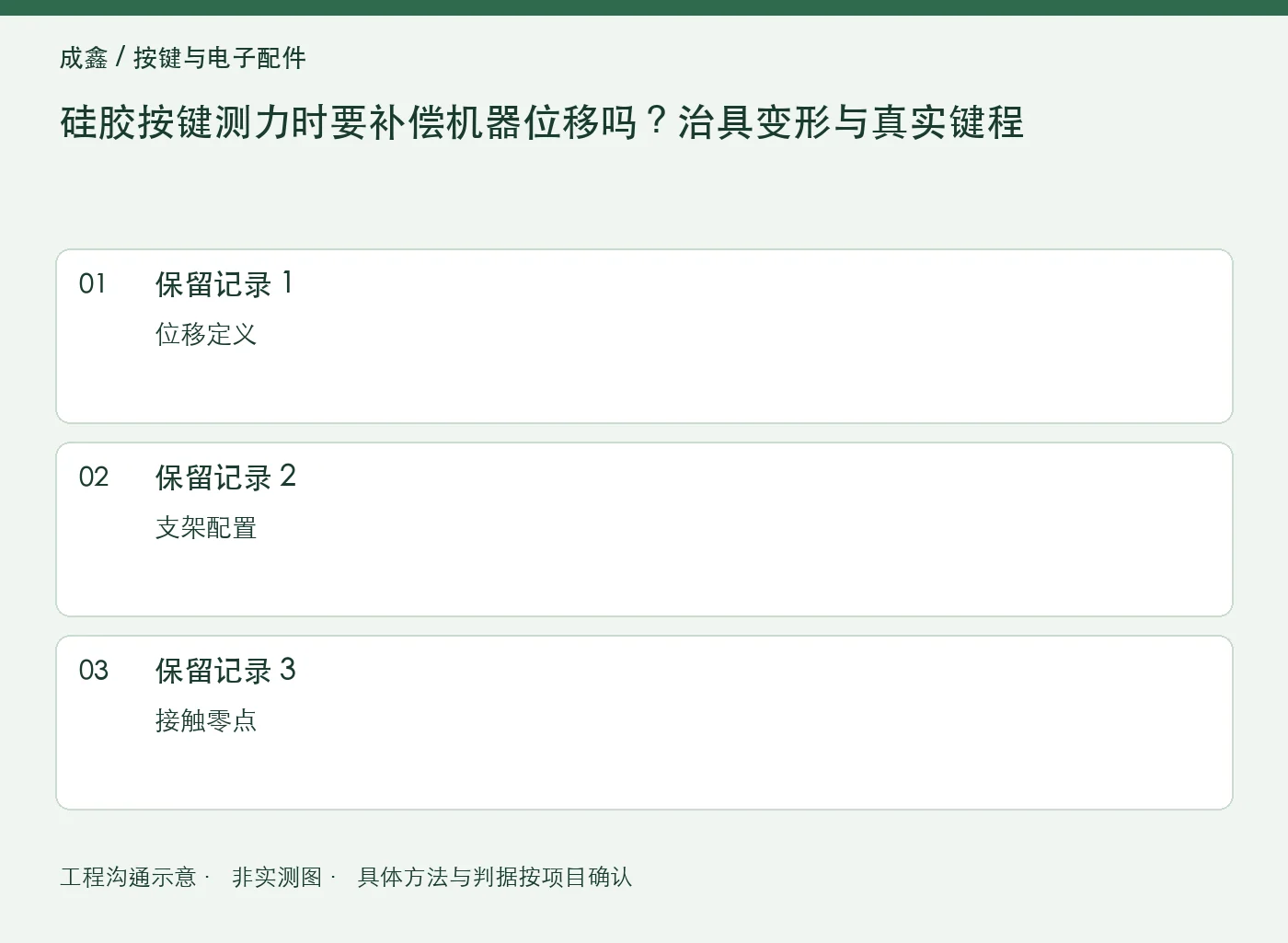 硅胶按键测力时要补偿机器位移吗?治具变形与真实键程:三项记录清单