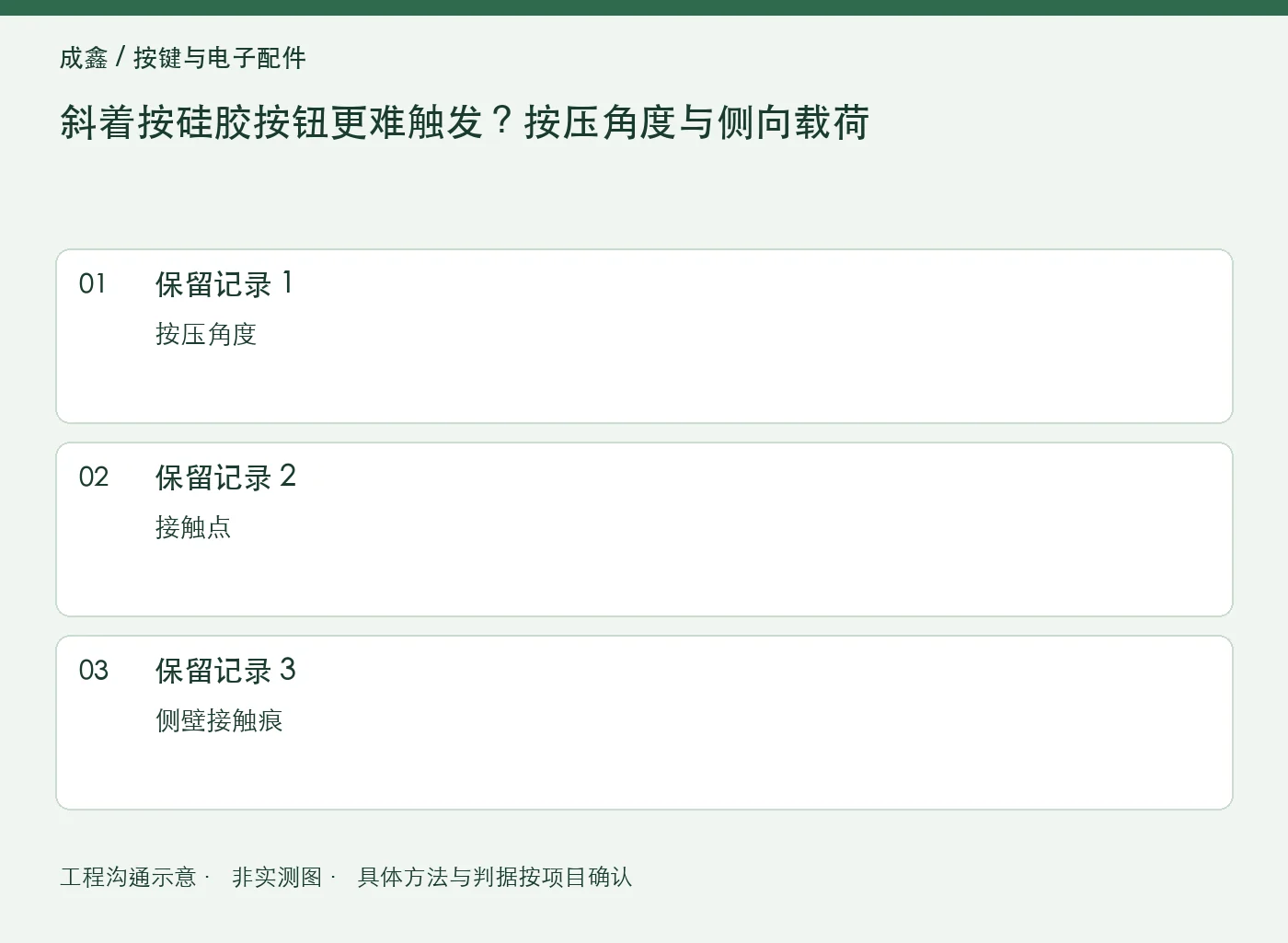 斜着按硅胶按钮更难触发?按压角度与侧向载荷:三项记录清单