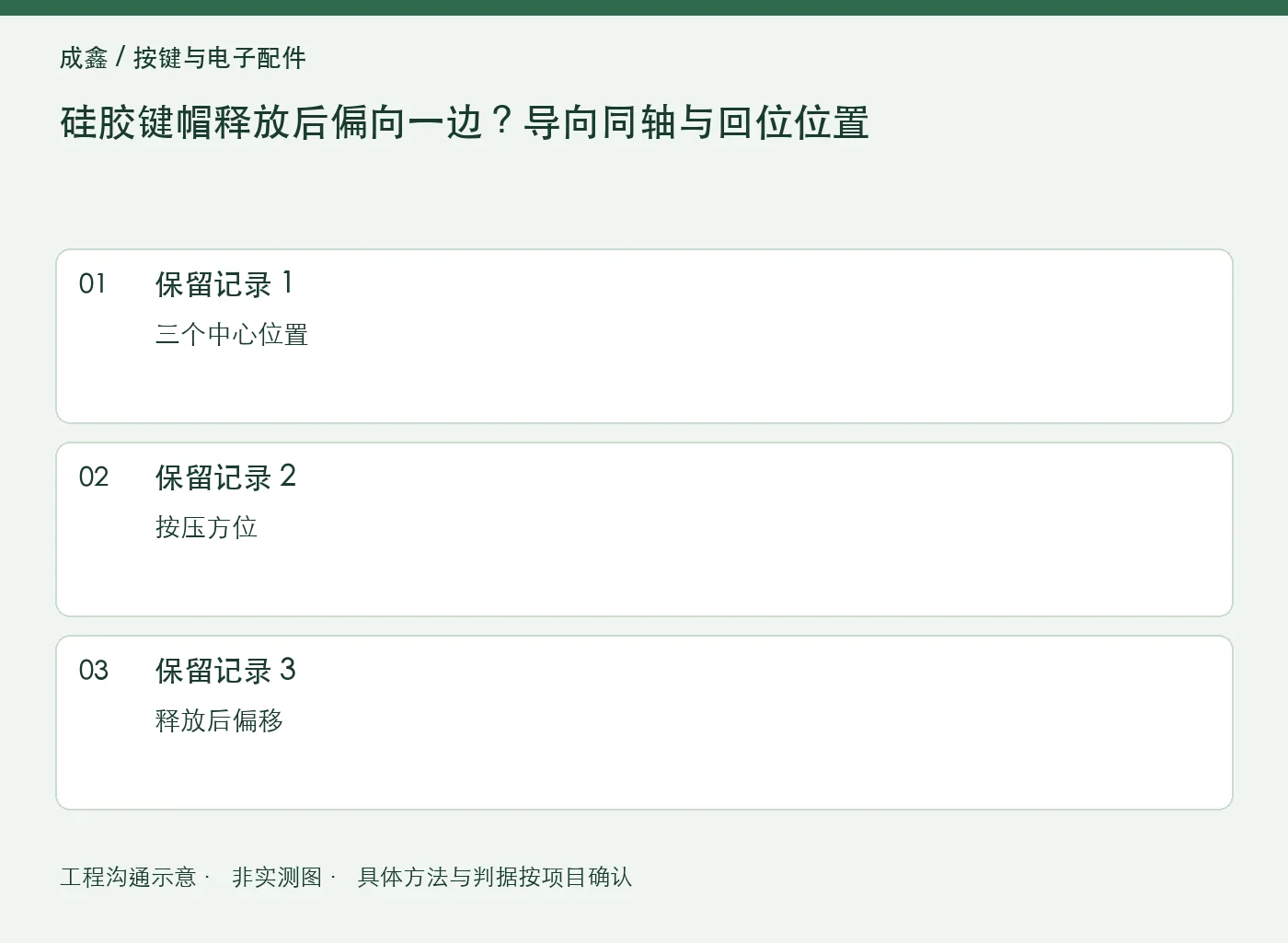 硅胶键帽释放后偏向一边?导向同轴与回位位置:三项记录清单