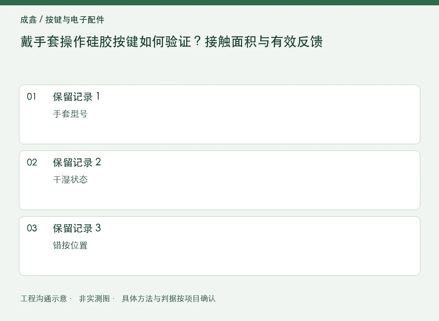 戴手套操作硅胶按键如何验证?接触面积与有效反馈:三项记录清单