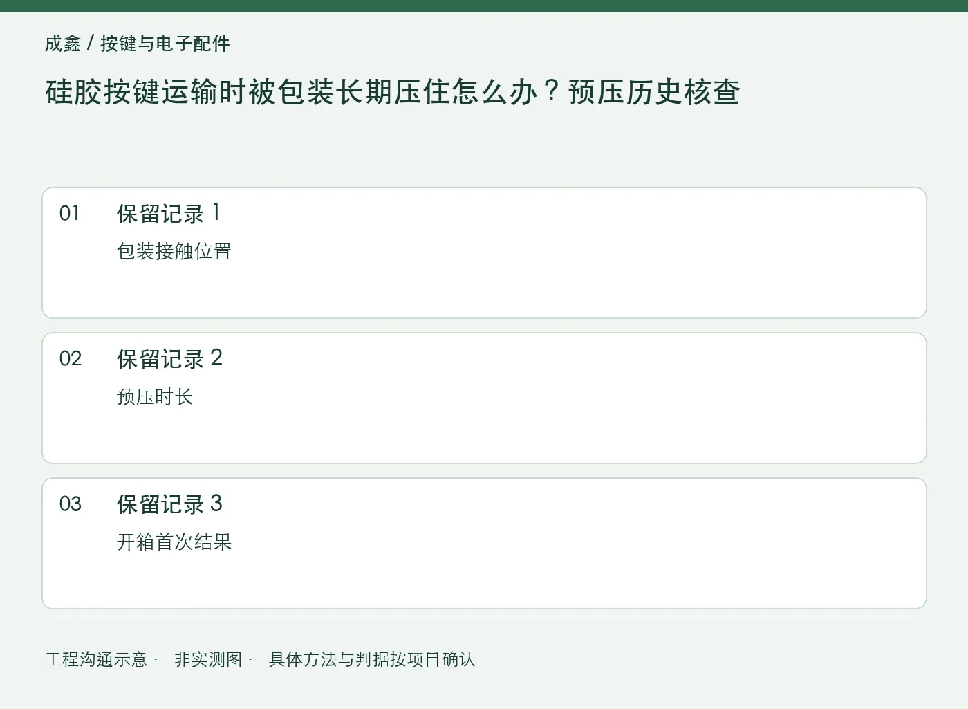 硅胶按键运输时被包装长期压住怎么办?预压历史核查:三项记录清单