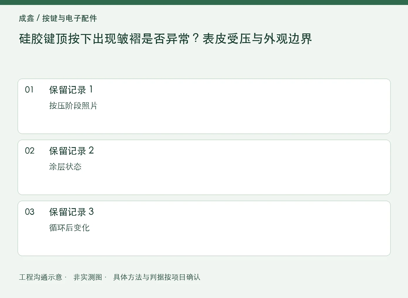 硅胶键顶按下出现皱褶是否异常？表皮受压与外观边界：三项记录清单