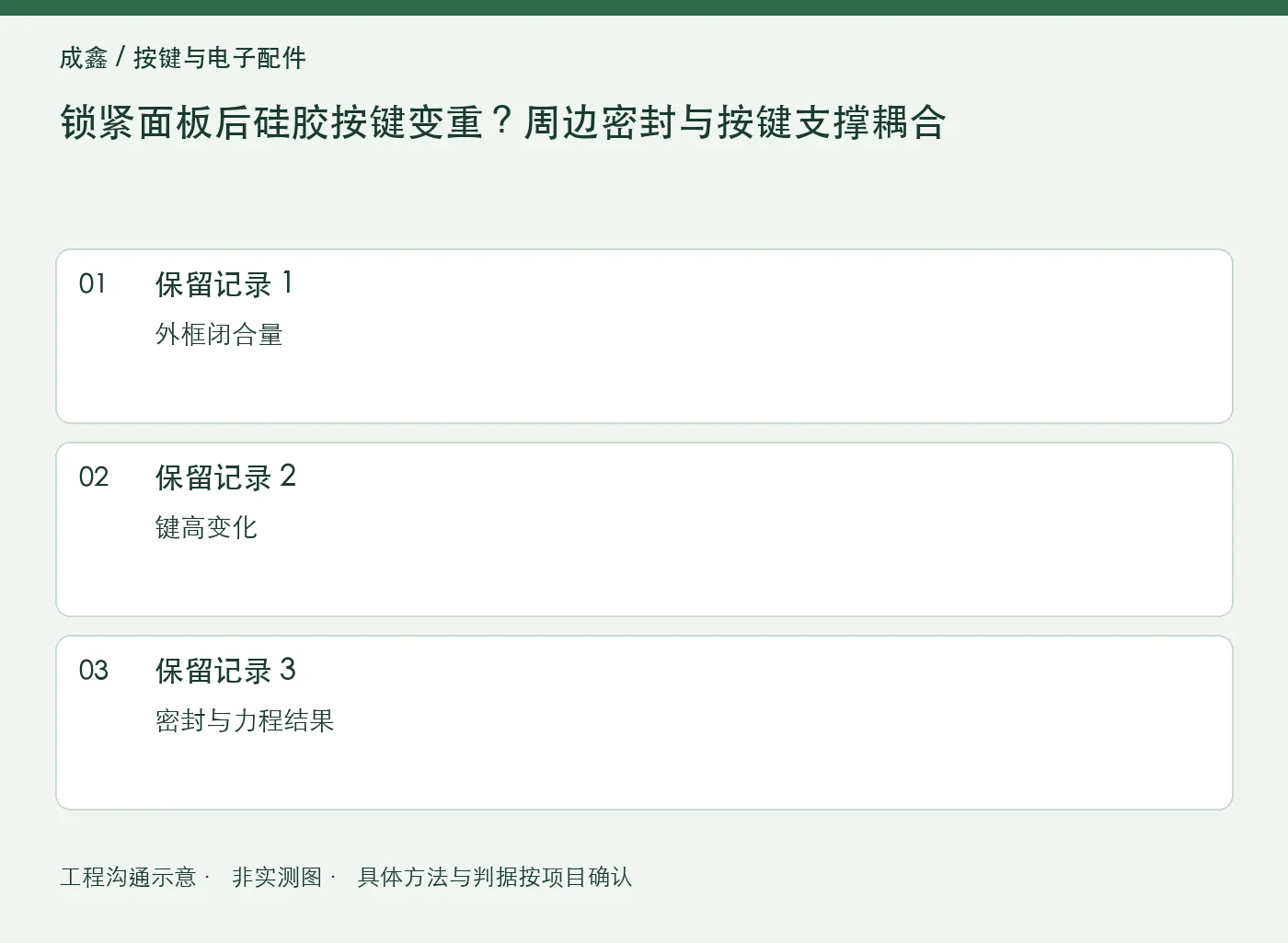 锁紧面板后硅胶按键变重？周边密封与按键支撑耦合：三项记录清单
