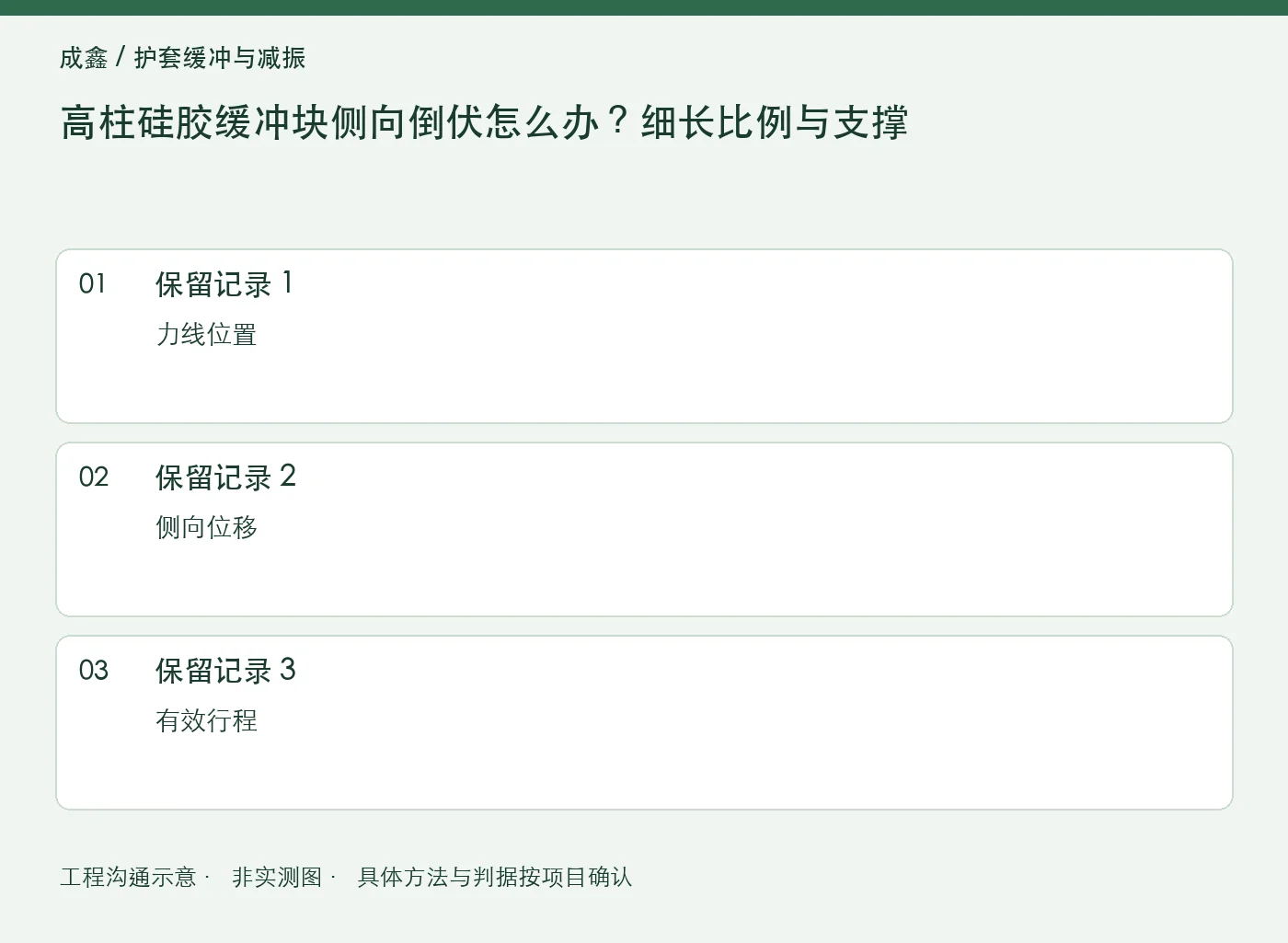 高柱硅胶缓冲块侧向倒伏怎么办?细长比例与支撑:三项记录清单