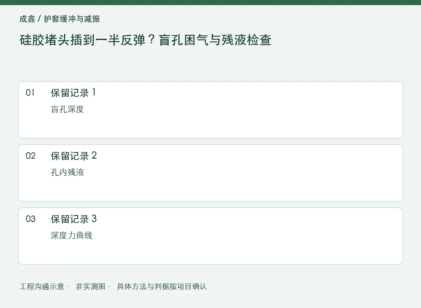 硅胶堵头插到一半反弹?盲孔困气与残液检查:三项记录清单