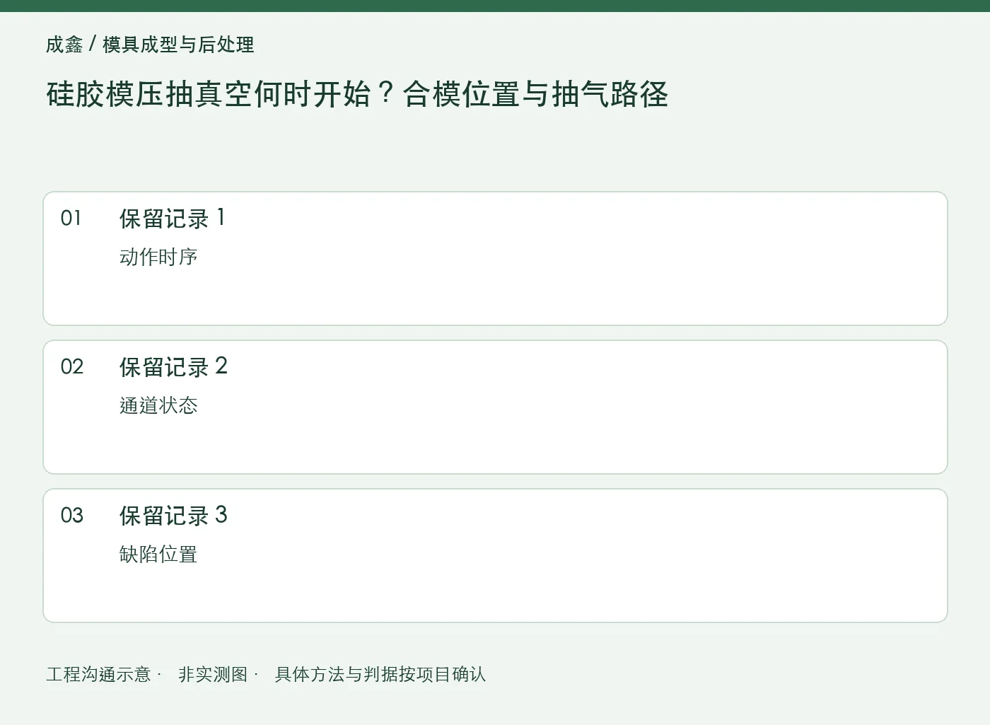 硅胶模压抽真空何时开始?合模位置与抽气路径:三项记录清单