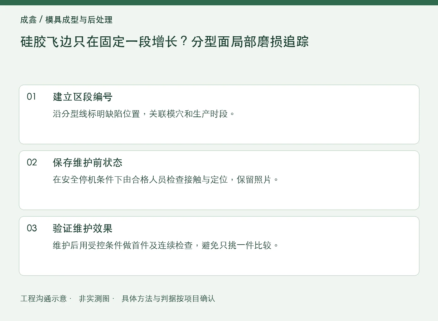 硅胶飞边只在固定一段增长？分型面局部磨损追踪：工程核对示意