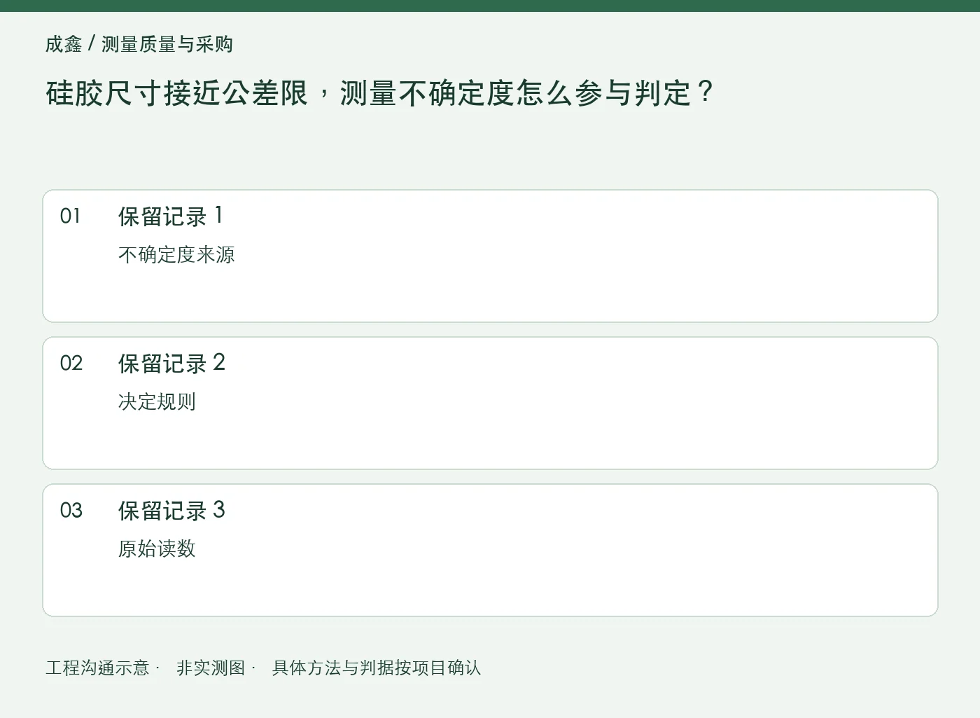 硅胶尺寸接近公差限,测量不确定度怎么参与判定?:三项记录清单