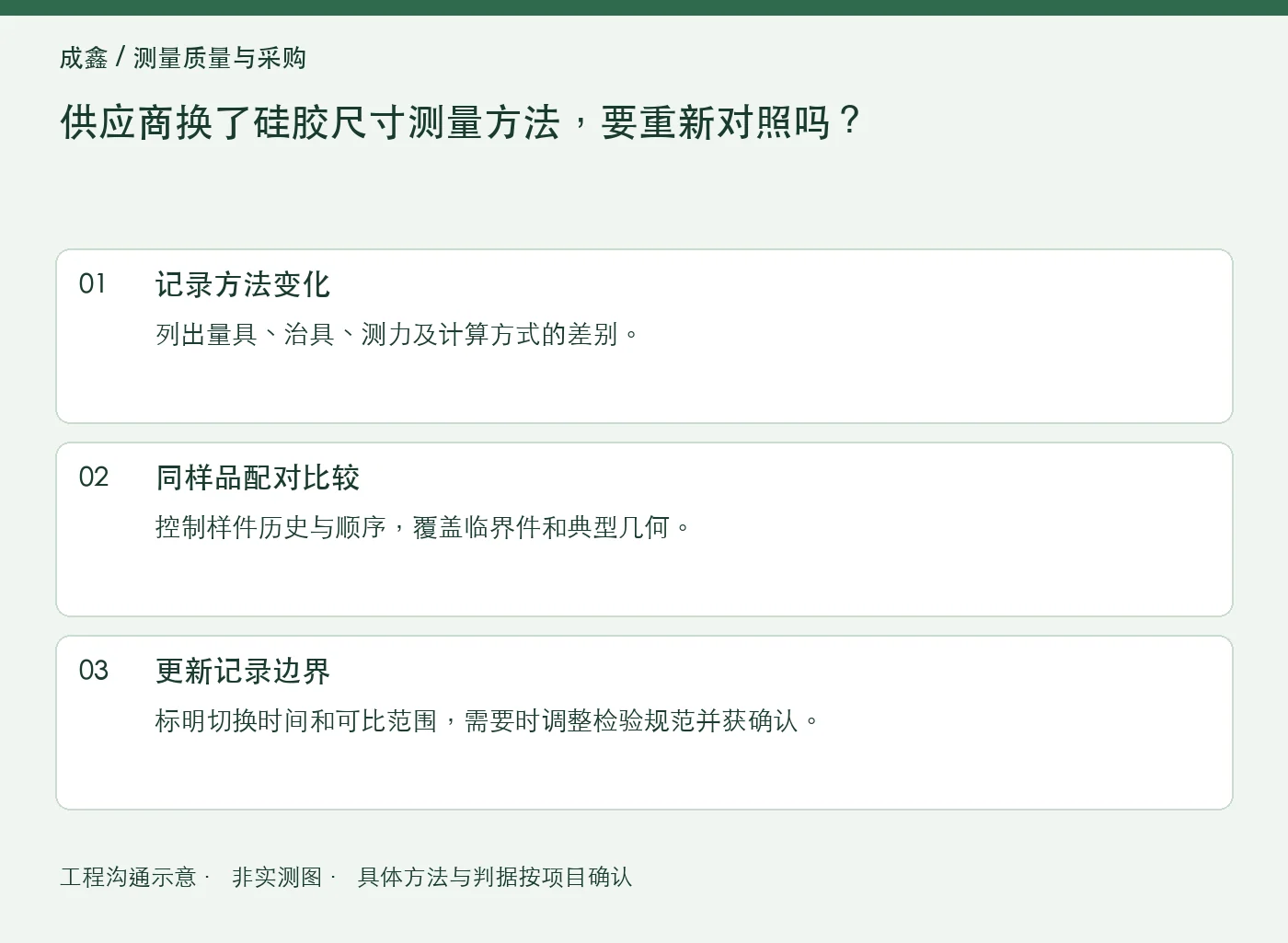 供应商换了硅胶尺寸测量方法，要重新对照吗？：工程核对示意