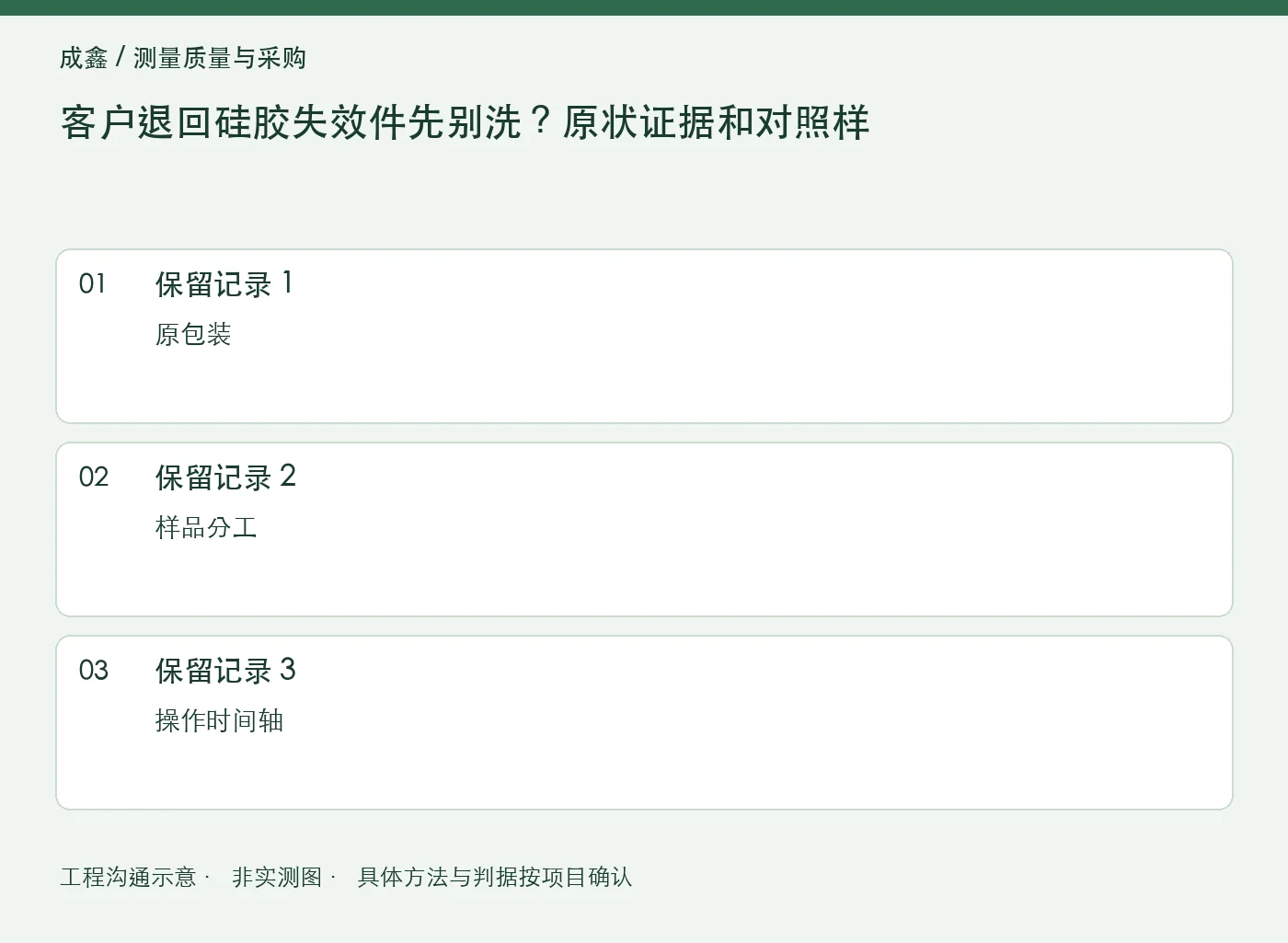 客户退回硅胶失效件先别洗?原状证据和对照样:三项记录清单
