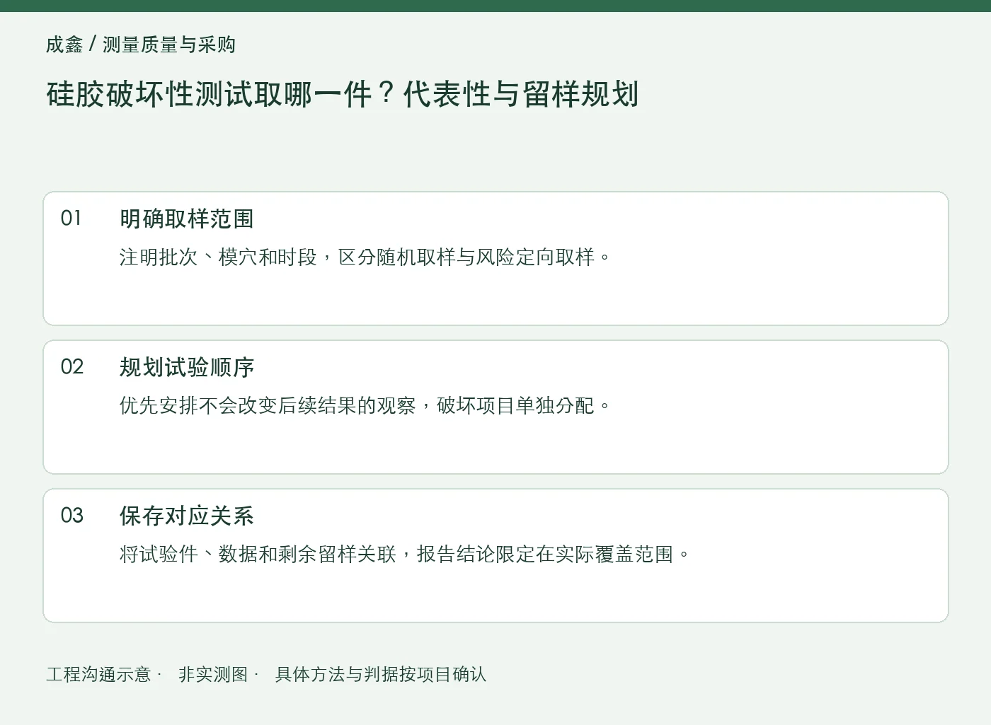 硅胶破坏性测试取哪一件？代表性与留样规划：工程核对示意
