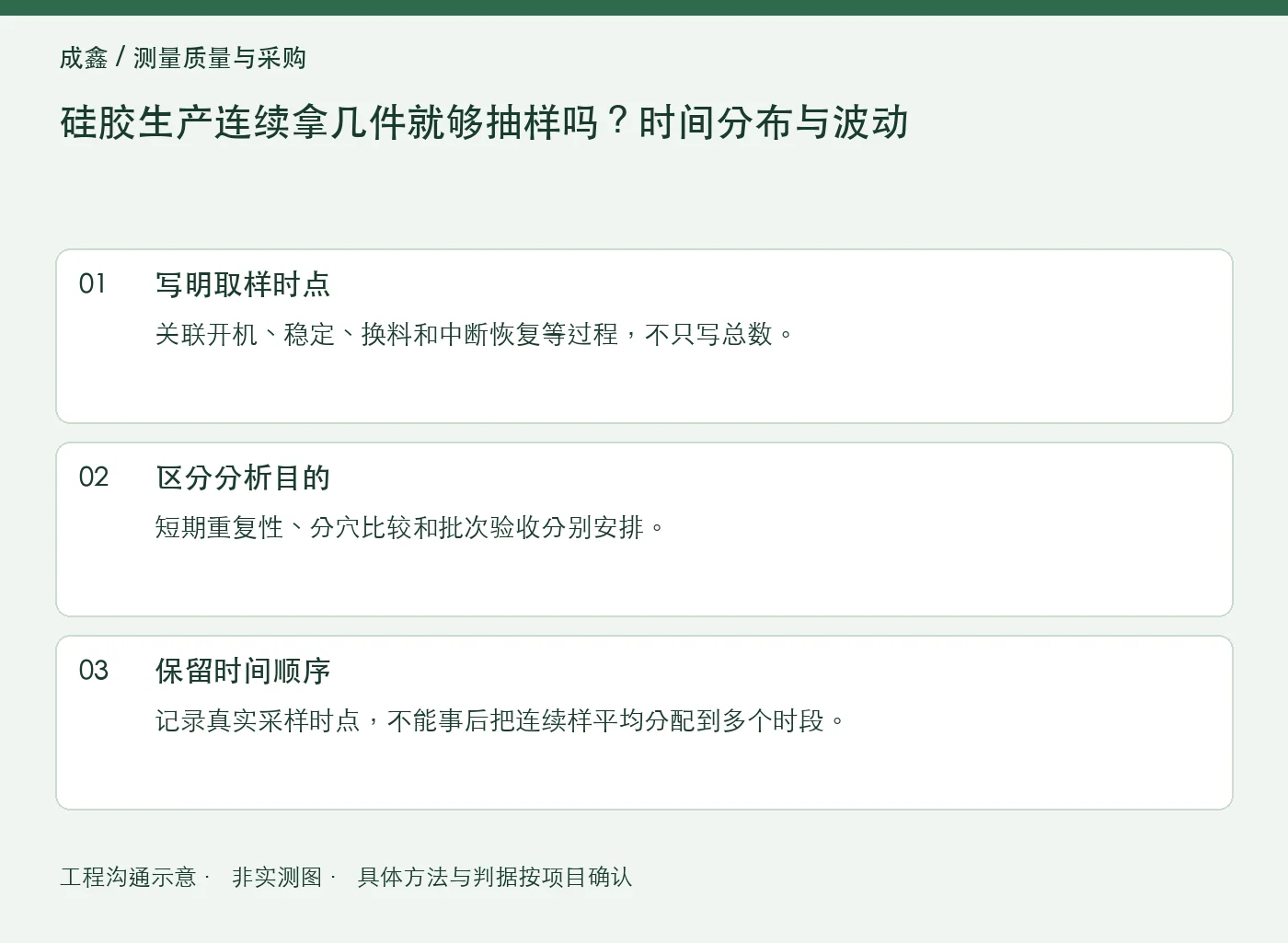 硅胶生产连续拿几件就够抽样吗？时间分布与波动：工程核对示意