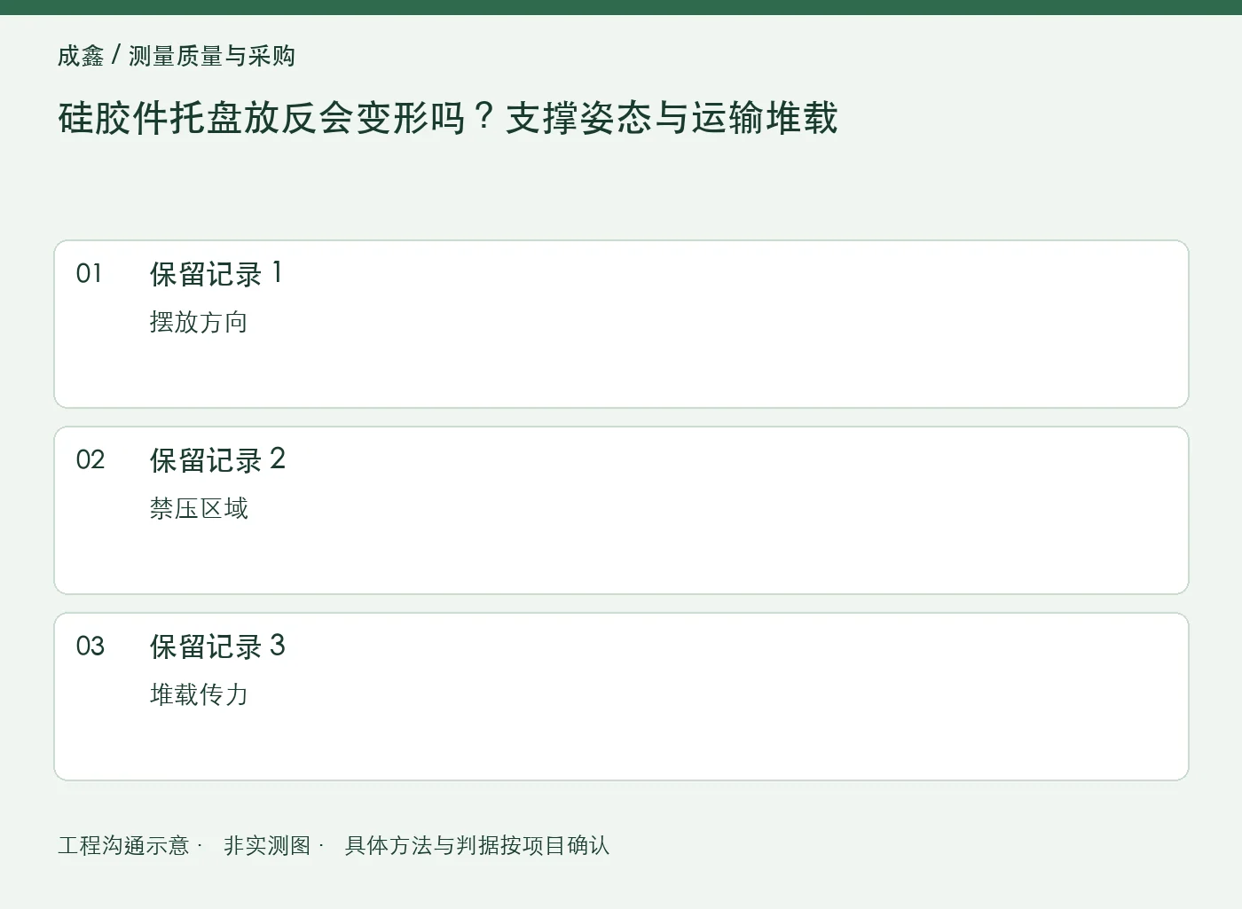 硅胶件托盘放反会变形吗?支撑姿态与运输堆载:三项记录清单