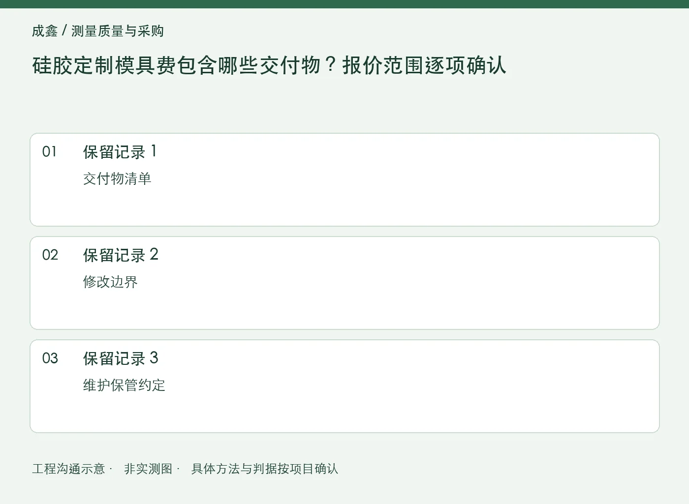 硅胶定制模具费包含哪些交付物？报价范围逐项确认：三项记录清单