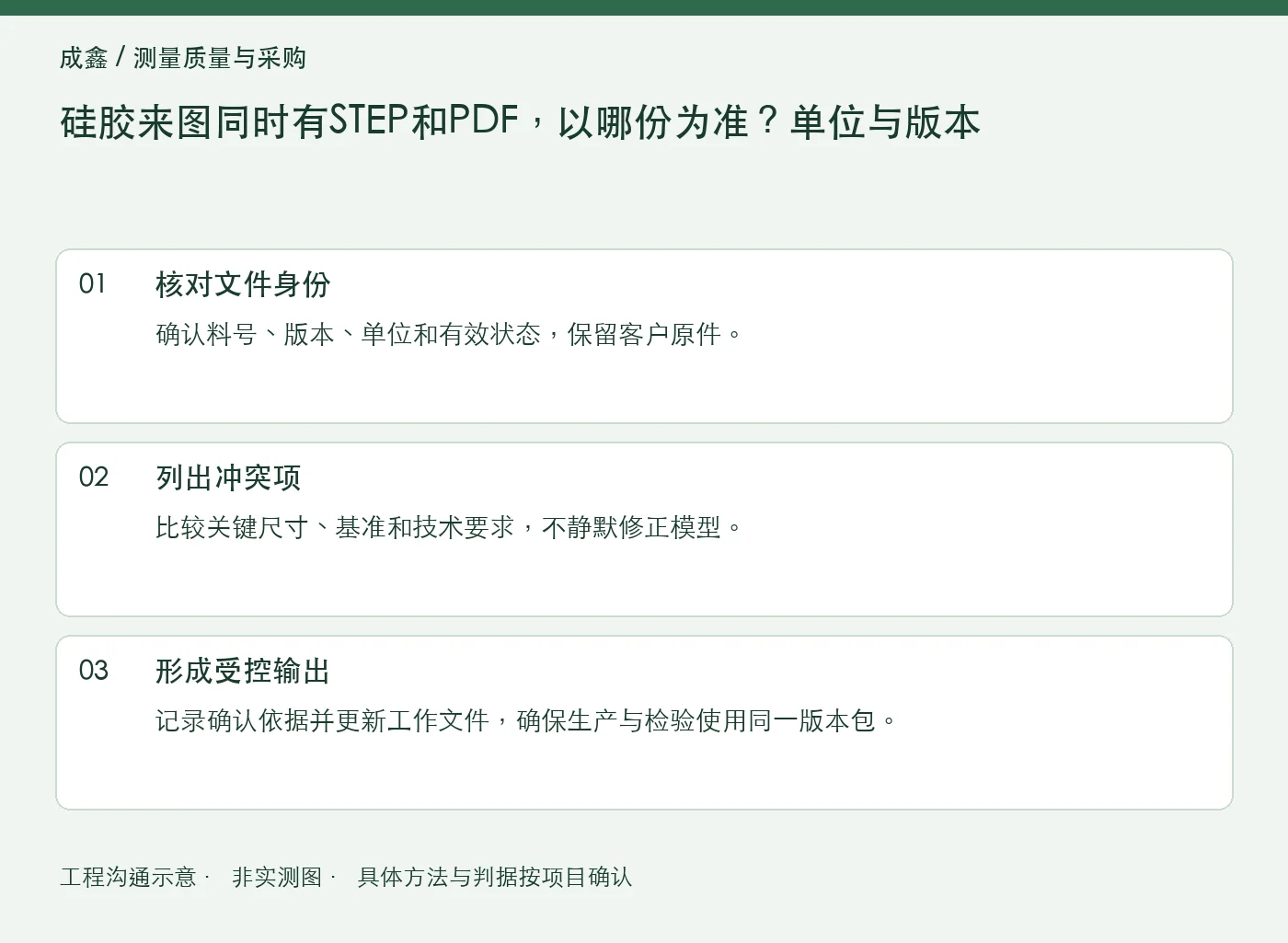 硅胶来图同时有STEP和PDF，以哪份为准？单位与版本：工程核对示意