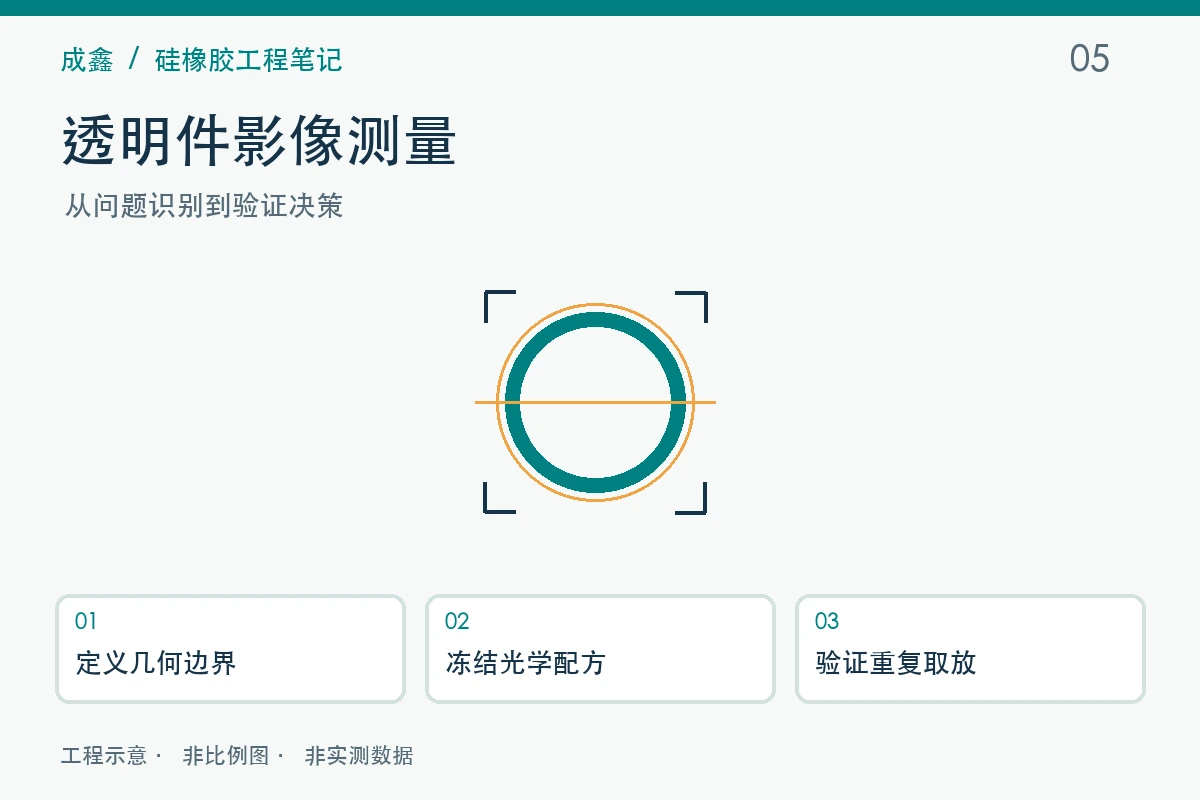 透明件影像测量工程示意与验证流程