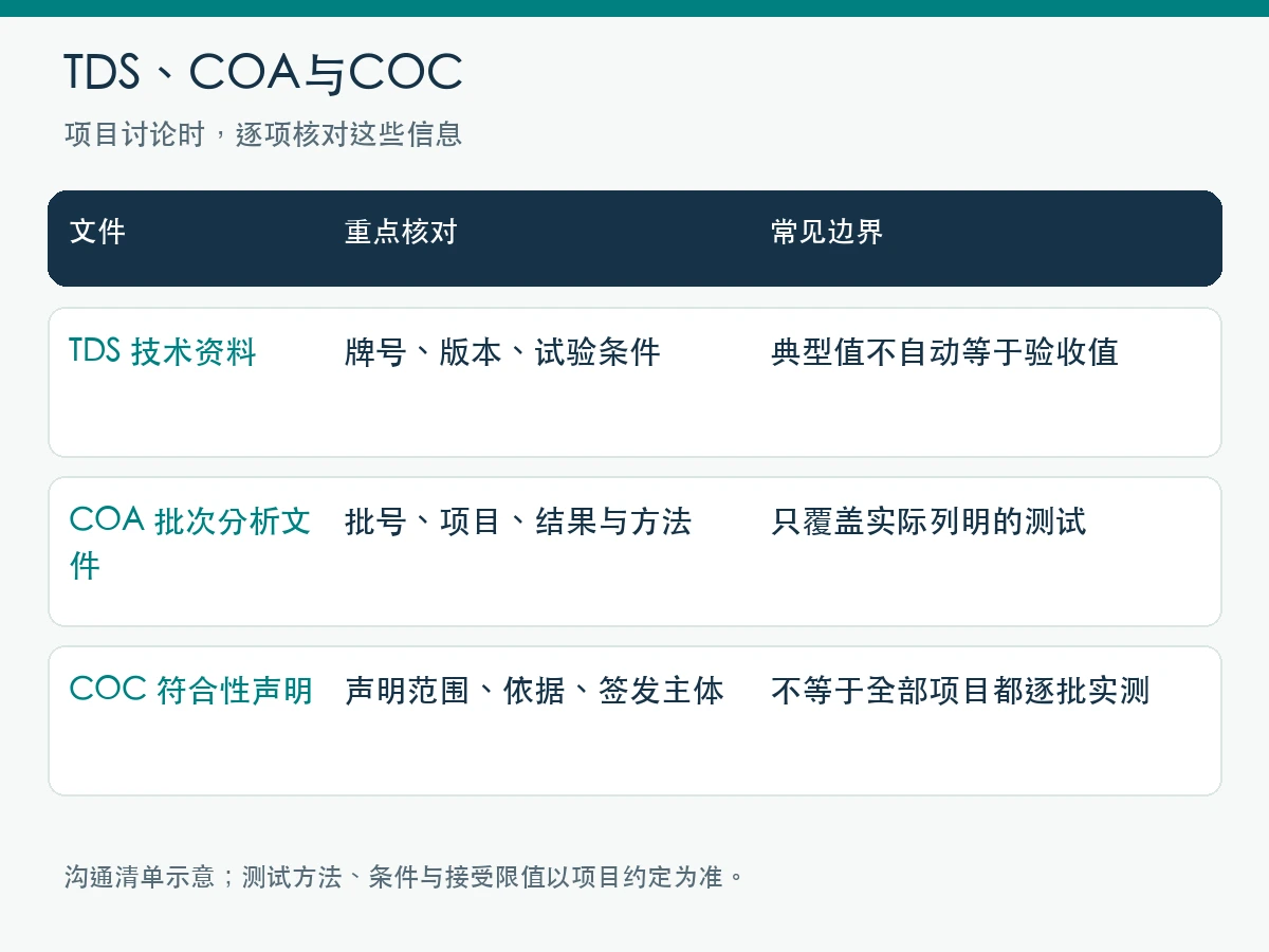 TDS、COA与COC项目核对清单图