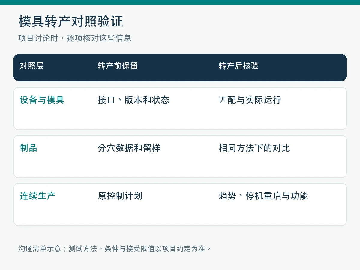 模具转产对照验证项目核对清单图