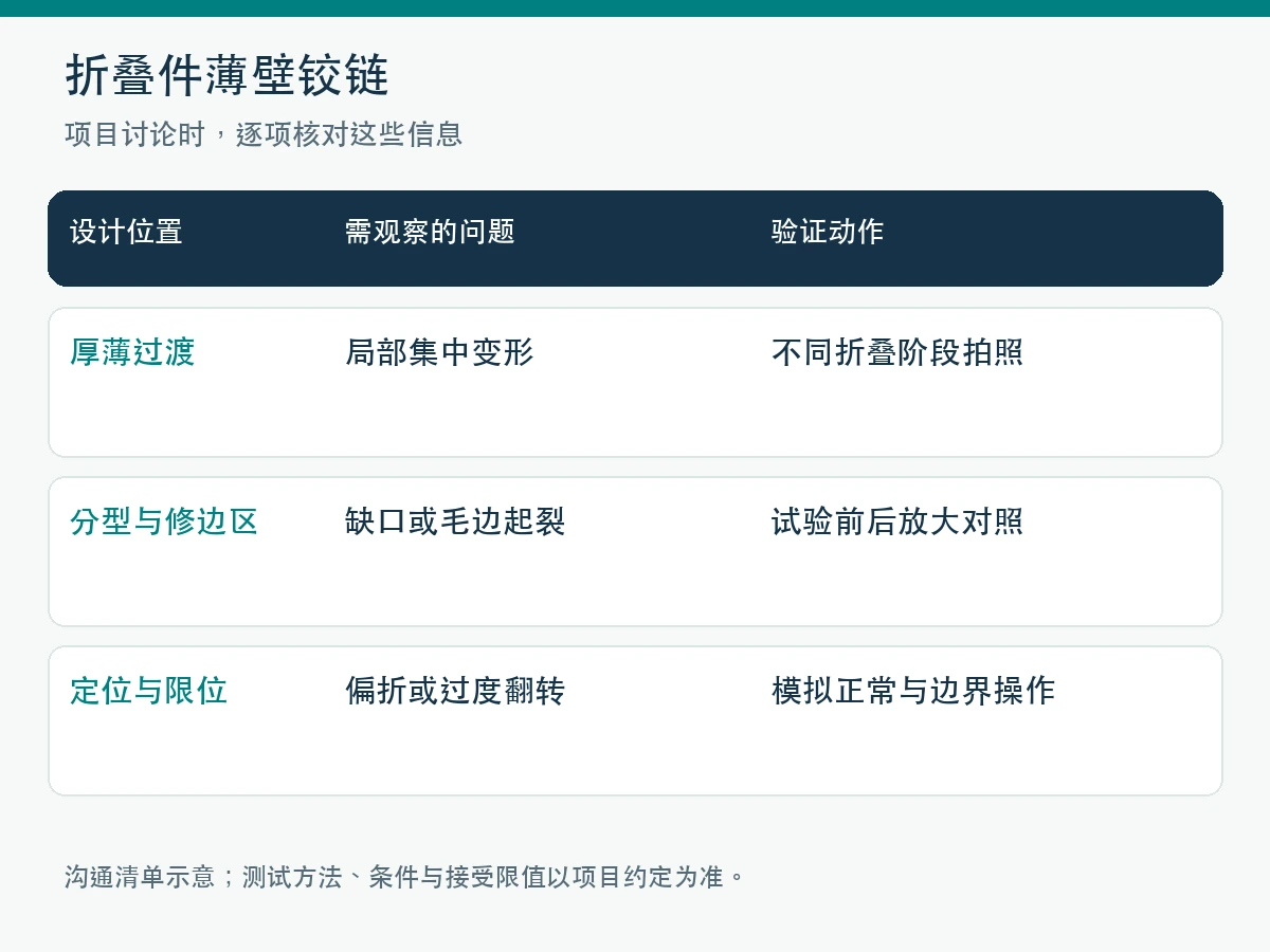 折叠件薄壁铰链项目核对清单图