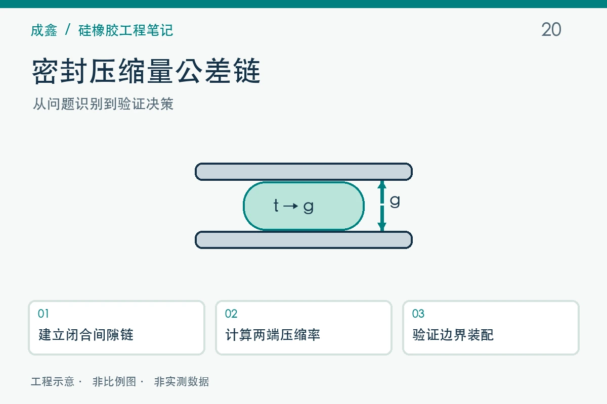 密封压缩量公差链工程示意与验证流程
