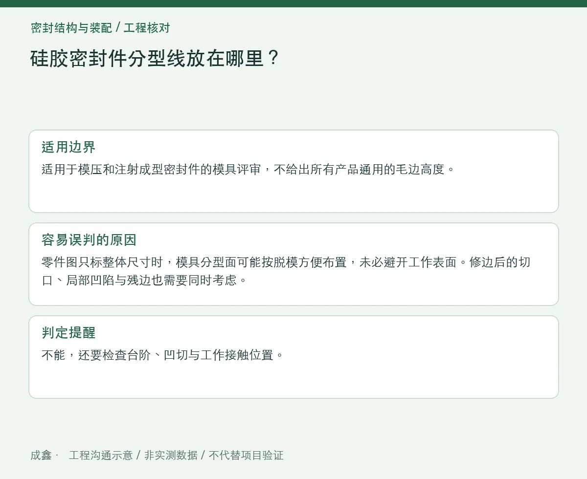 硅胶密封件分型线放在哪里?避开工作密封带的图纸沟通 适用边界与判定提醒图