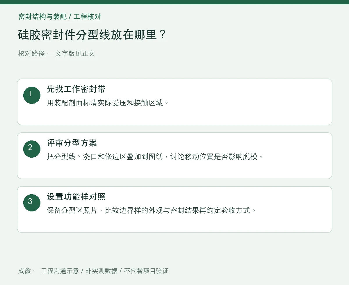 硅胶密封件分型线放在哪里?避开工作密封带的图纸沟通 三步核对图