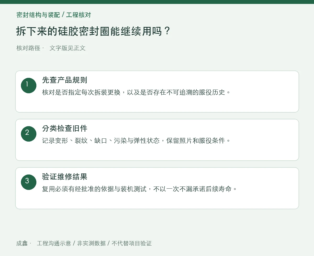 拆下来的硅胶密封圈能继续用吗?维修复用的判定资料 三步核对图