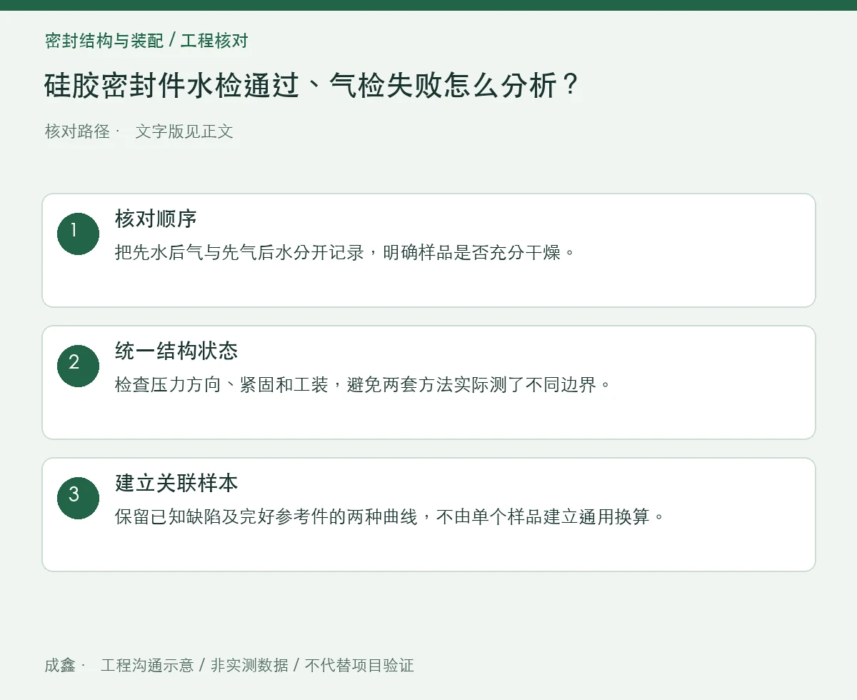 硅胶密封件水检通过、气检失败怎么分析?两种方法的边界 三步核对图