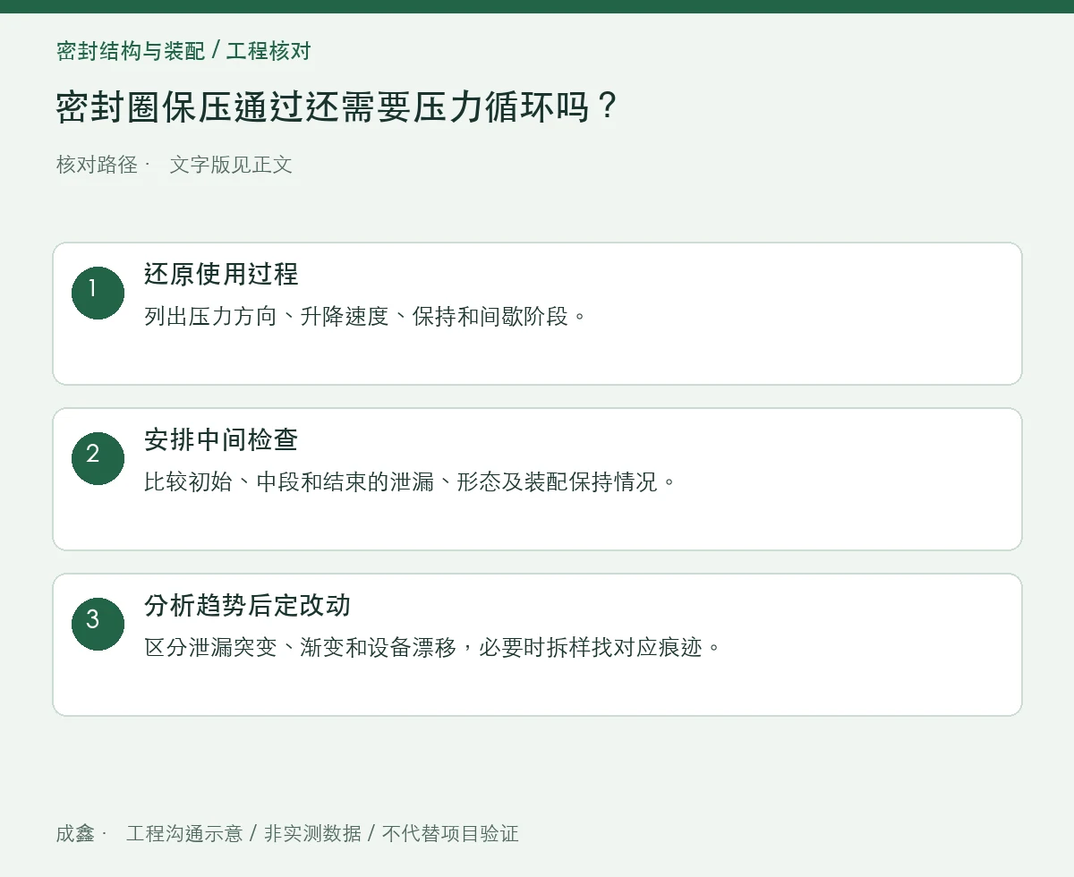 密封圈保压通过还需要压力循环吗?静态与反复载荷的验证分工 三步核对图