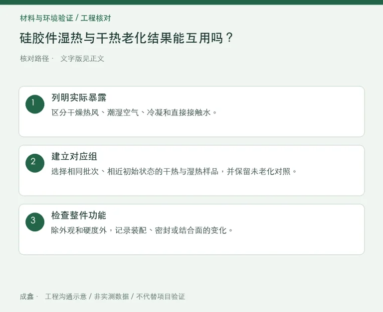 硅胶件湿热与干热老化结果能互用吗？试验环境的选择：原创工程核对路径示意