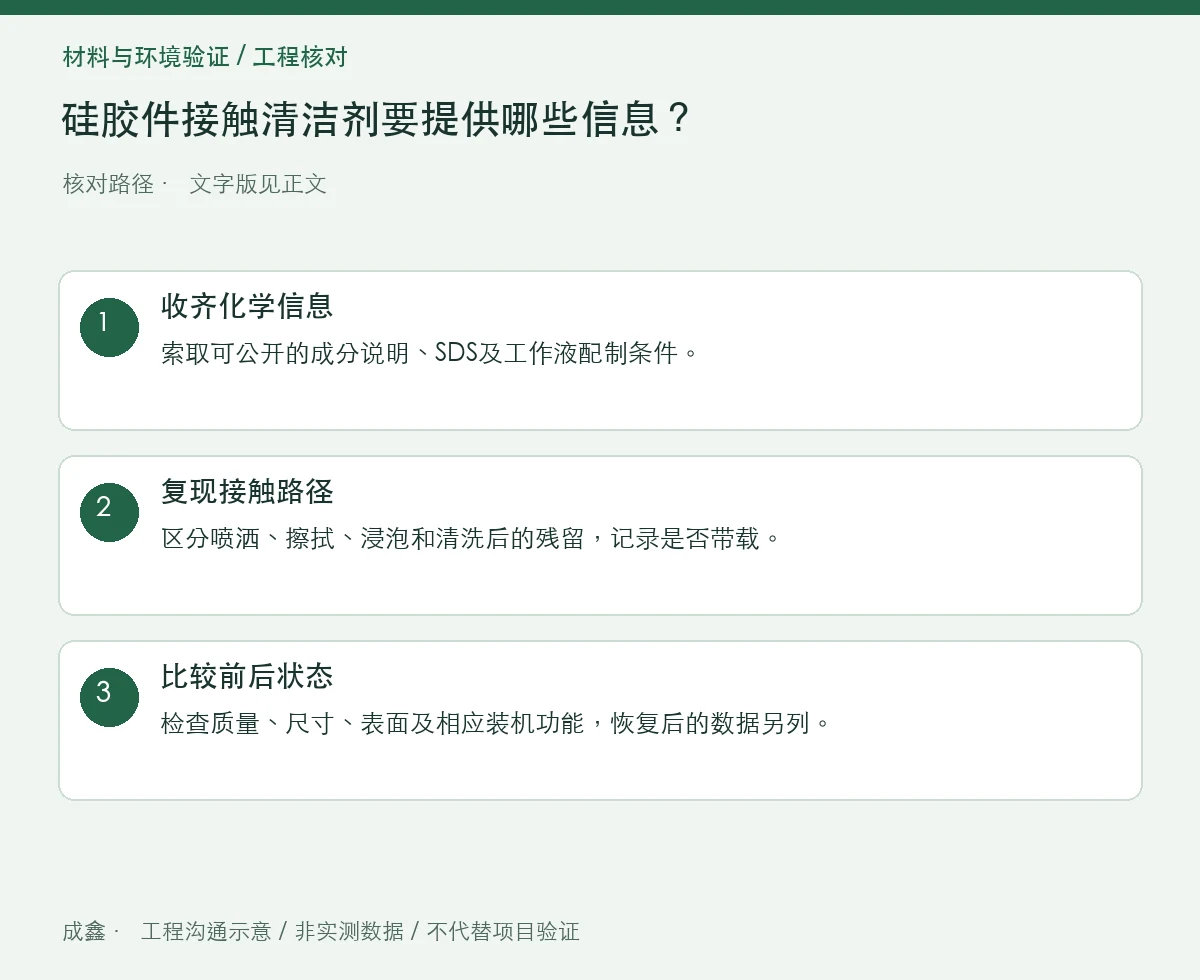 硅胶件接触清洁剂要提供哪些信息?浓度、温度与漂洗流程 三步核对图