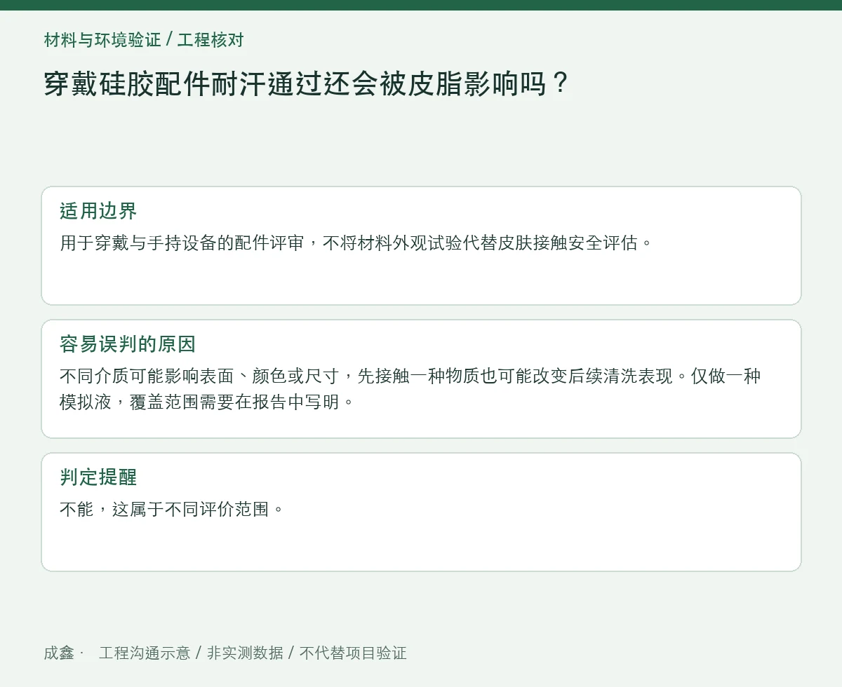 穿戴硅胶配件耐汗通过还会被皮脂影响吗?分介质与组合验证 适用边界与判定提醒图